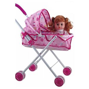 Juguete Mu&ntilde;eca Con Carrito Rosada Infantil