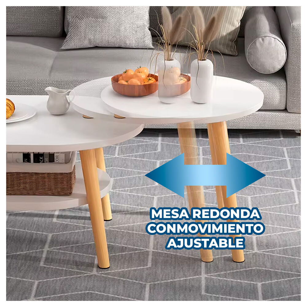Mesa De Centro Con Mesa Auxiliar Diseño Elegante image number 4.0