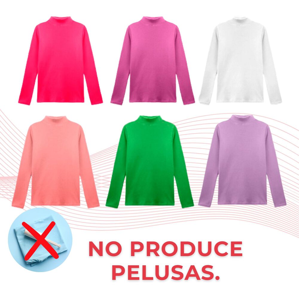 Pack 6 Camiseta Polera Polar Cuello Beatle Ni&ntilde;a Primera Capa image number 5.0