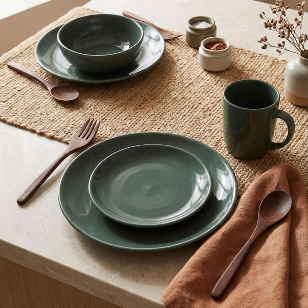 Juego De Loza 16 Piezas Vajilla Cer&aacute;mica July Verde image number 2.0