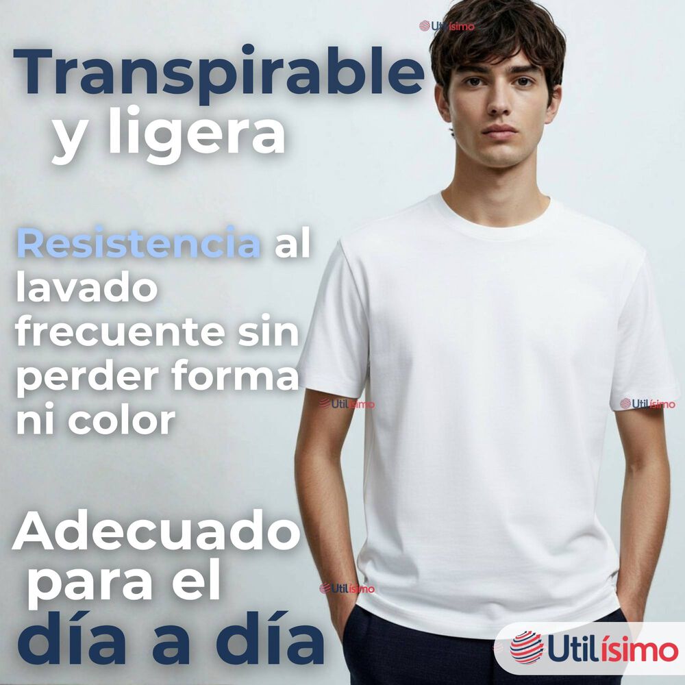 Pack 3 Camisetas Poleras 100% Algodón Básicas Lisa Elástica Hombre Colores Surtidos image number 5.0