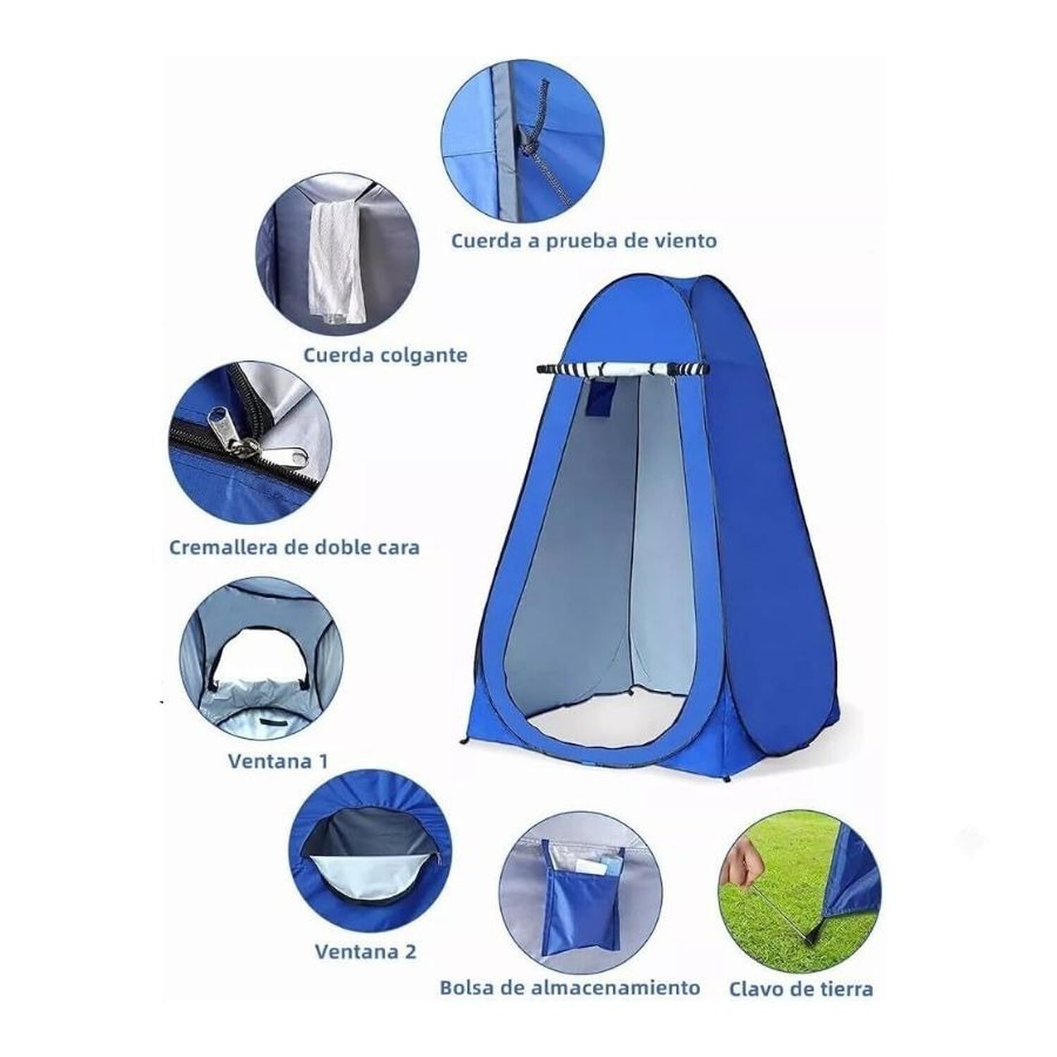 Carpa De Privacidad Pop Up Camping Ducha Vestidor Portatil Azul 120x190cm image number 1.0