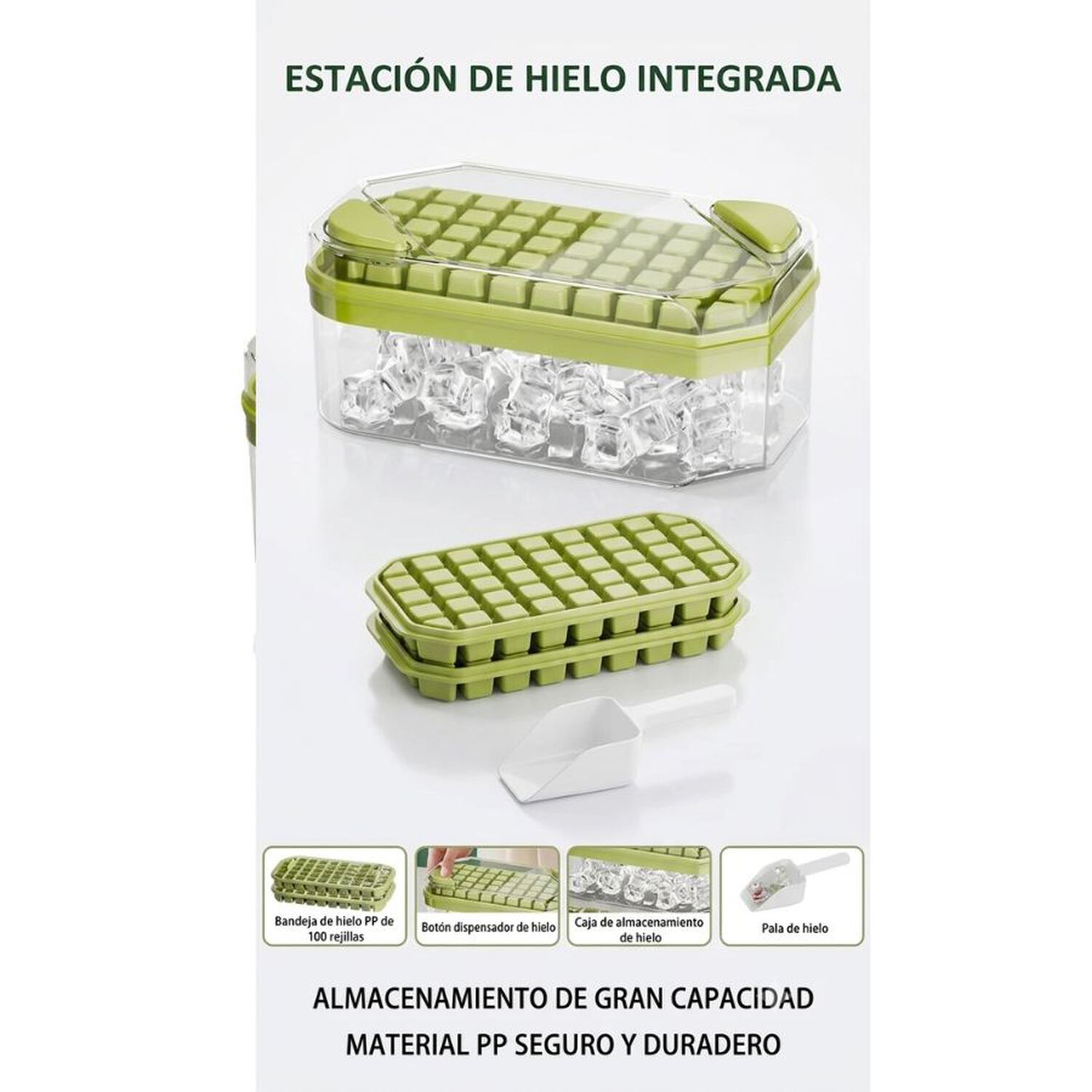 Cubitera Molde Hielo Con Contenedor Caja Y Pala Silicona image number 2.0