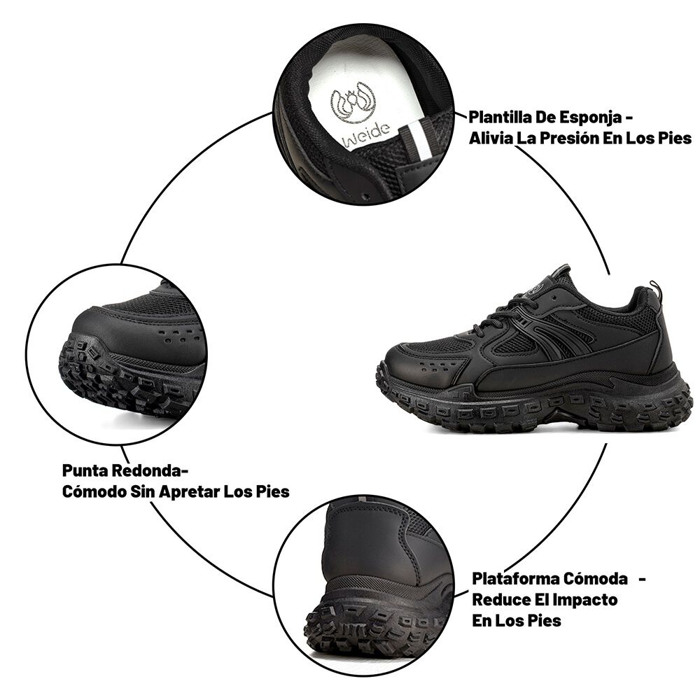 Zapatillas Negro Casual Mujer Weide Sl03 image number 6.0