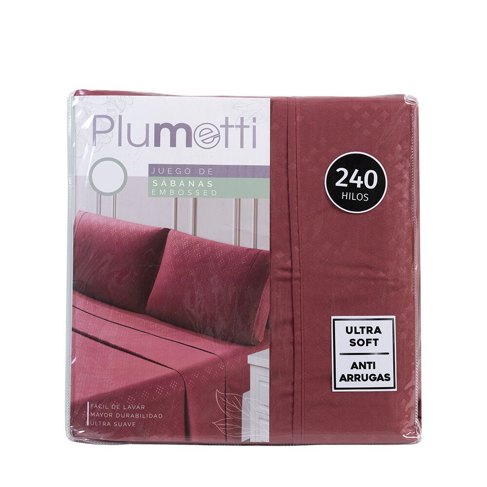 Sabana Estampada Plumetti Embossed 2 P Rojo image number 3.0