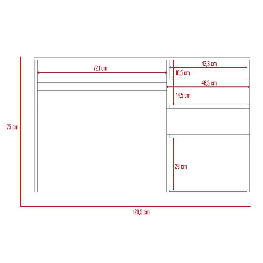 Escritorio 3 Cajones Fm-049n - Negro image number 9.0