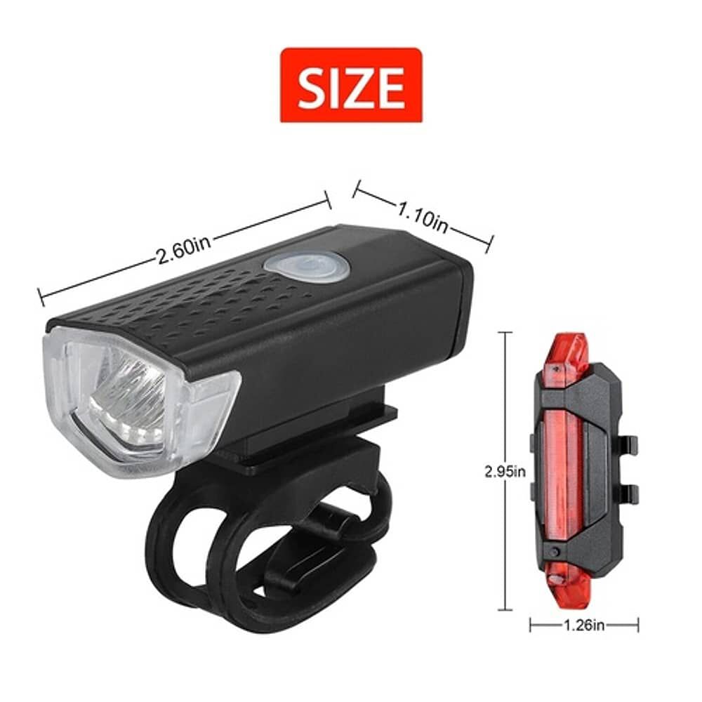 Luz Linterna Led Bicicleta Luz Delantera Y Trasera Roja Recargables Usb Para Bici image number 2.0