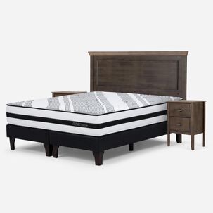 Cama Europea Rosen Driven / 2 Plazas / Base Dividida + Set De Maderas Anna