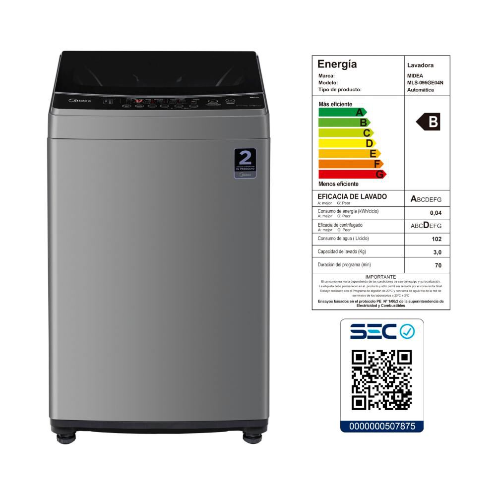 Lavadora Midea MLS-175GE04N / 17.5 Kg image number 11.0