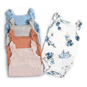 Pack 5 Bodys Niña Sin Manga Tedmimak 100% Algodón Blanco Flores Pack 5 Bodys Niña Sin Manga Tedmimak 100% Algodón Blanco Flores