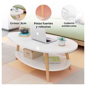 Mesa De Centro Ovalada Moderna Minimalista Con Almacenamiento