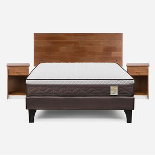 Cama Europea Rosen New Style 4 Plus / 2 Plazas / Base Normal + Set De Maderas Tabor Caramelo