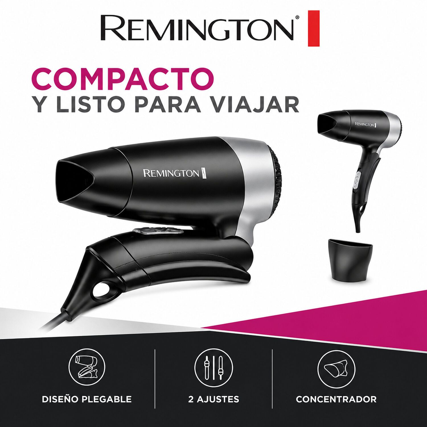 Secador De Pelo Remington Plegable De Viaje 220v/110v D2400 image number 4.0