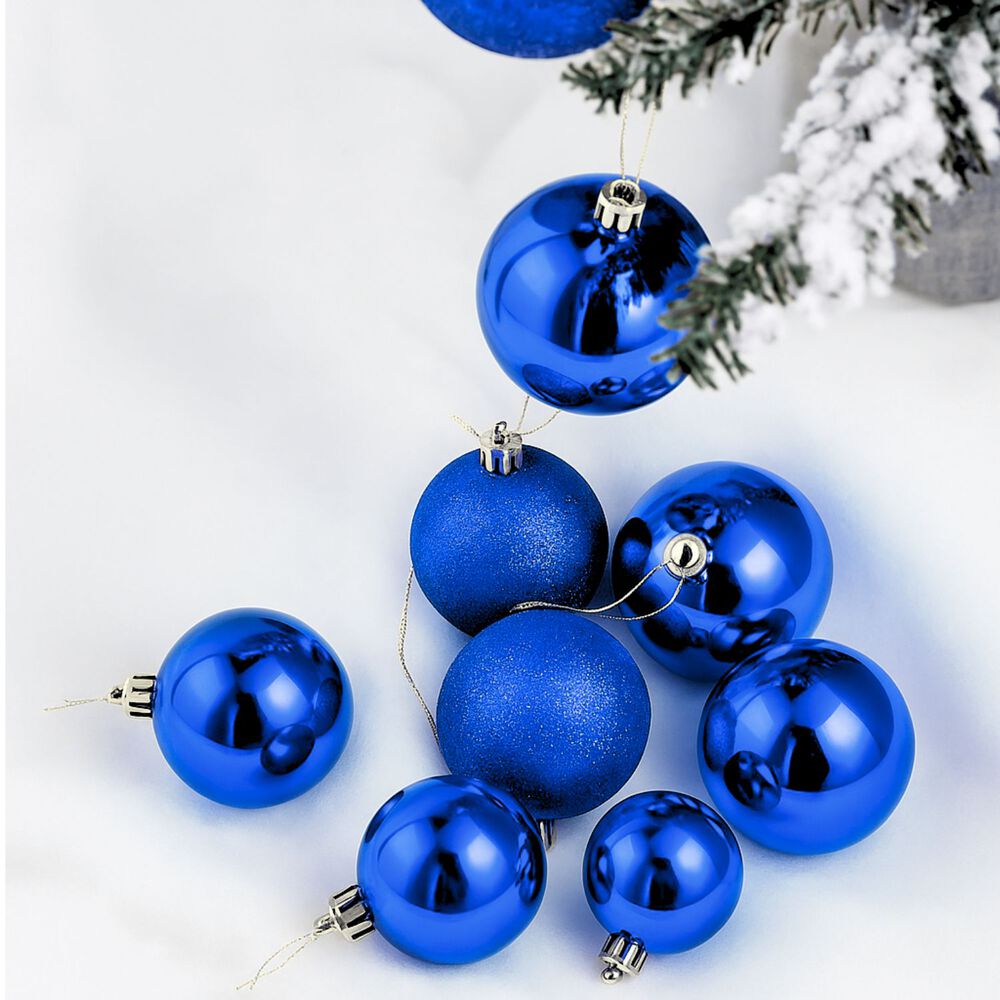 10 Bambalinas Navideñas Esferas 6cm Azul Adorno Decoración image number 1.0