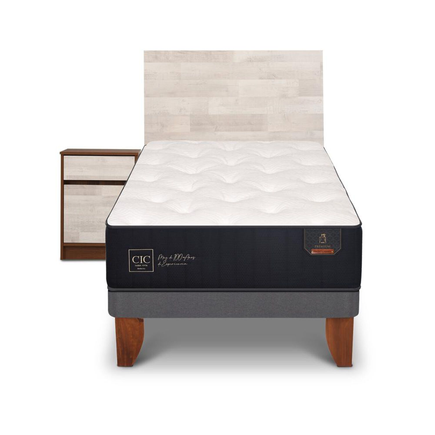 Cama Europea Cic Premium / 1.5 Plazas / Base Normal + Set De Maderas image number 0.0