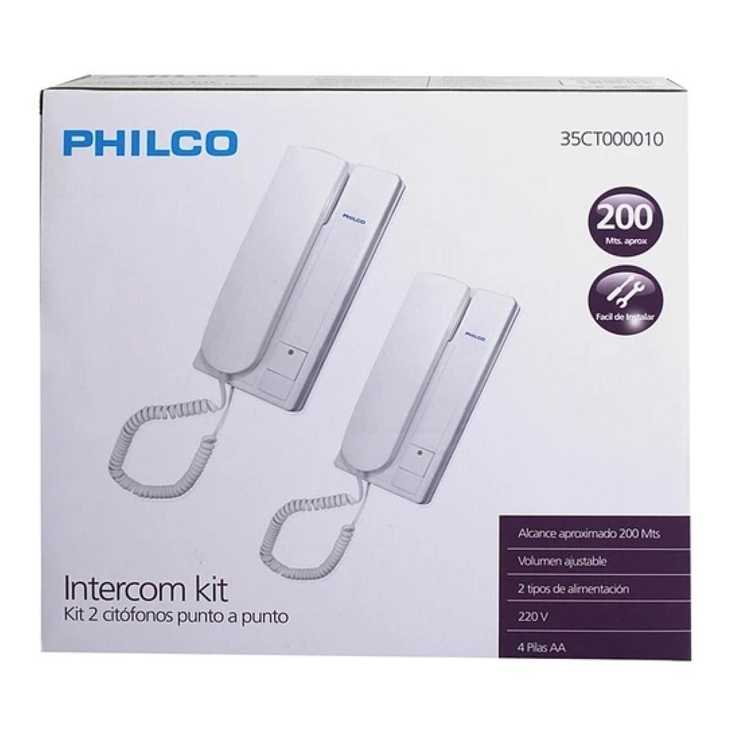 Pack 2 Citofonos Intercomunicadores Punto A Punto 200mts De Distancia Blanco image number 2.0