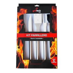 Kit Accesorios Parrilleros 5und Grilltech Acero Inoxidable