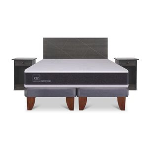 Cama Europea Cic Ortopedic / 2 Plazas / Base Dividida + Set De Maderas