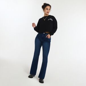 Jeans Flare Con Focalizado Tiro Medio Flare Mujer Freedom