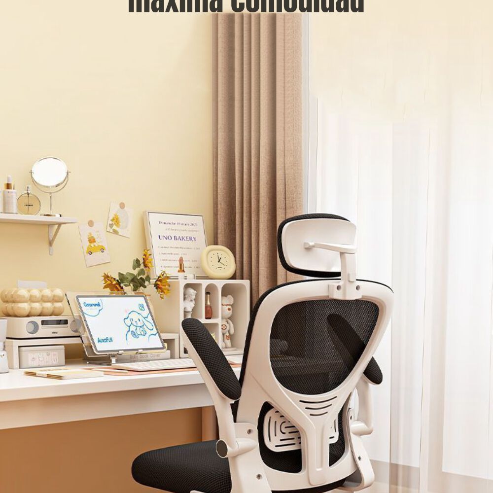 Silla De Escritorio 360° Kikka Con Apoyacabeza Negra image number 7.0