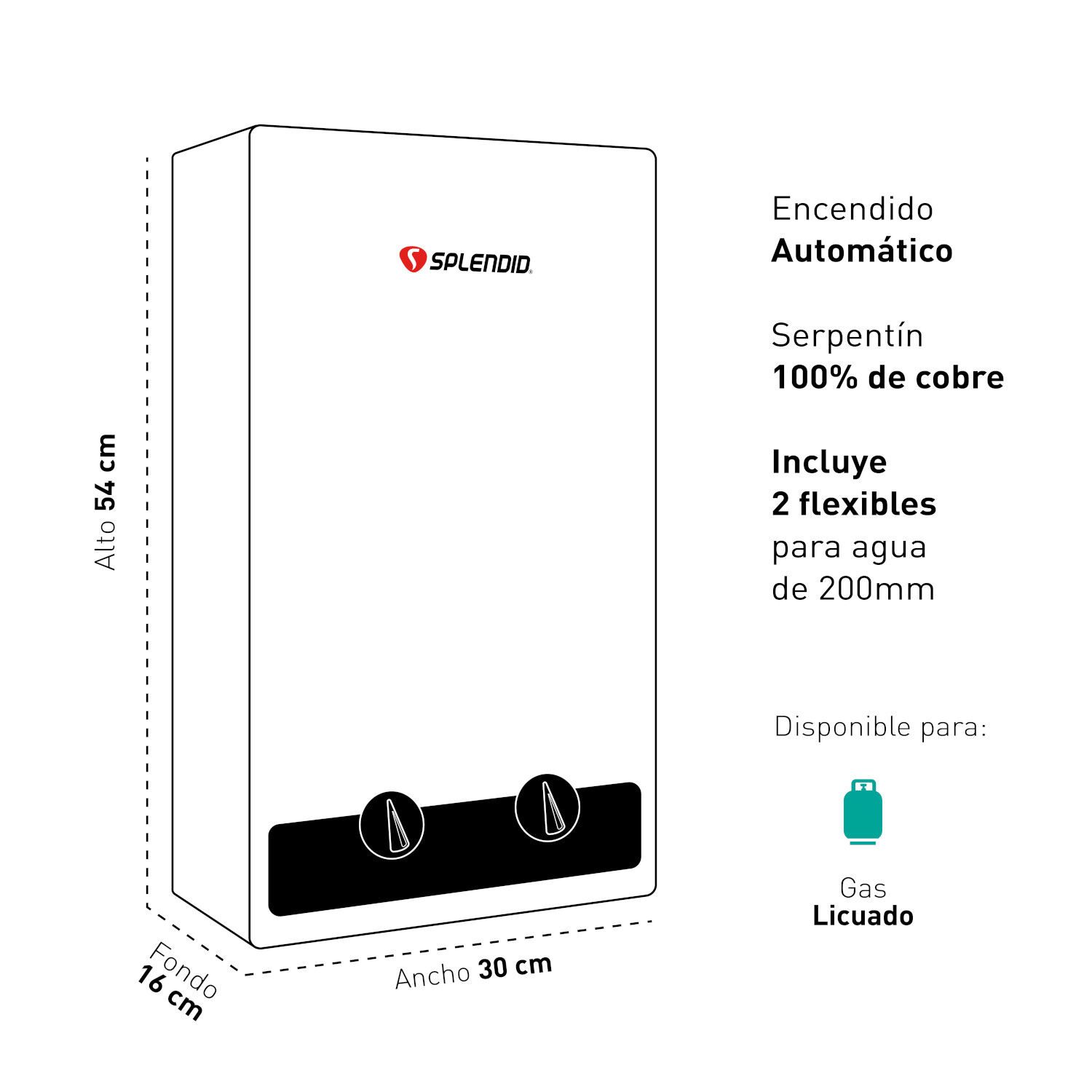 Calefont 7 Litros Gas Licuado Tiro Natural Splendid image number 5.0