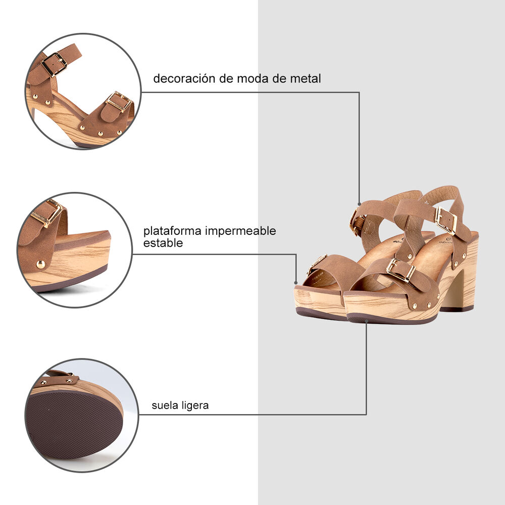 Sandalias Taco Casual Camel Mujer Weide Js58 image number 5.0