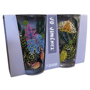 Set 2 Vasos De Vidrio Flores By Jo Jimenez