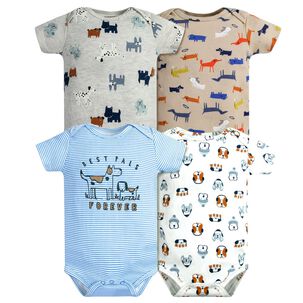 Pack 4 Bodys Niño Manga Corta Tedmimak 100% Algodón Cachorros Coloridos