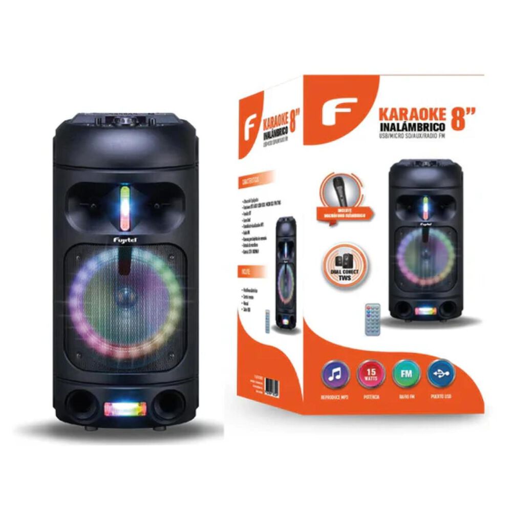 Parlante Bluetooth Karaoke 8" 15w Rgb Con Microfono image number 4.0