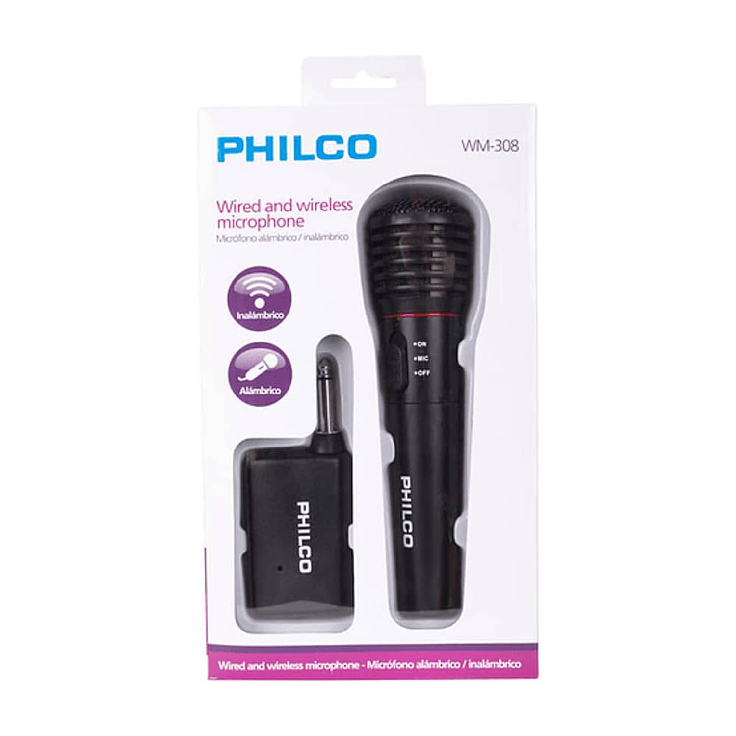 Micr&oacute;fono Inal&aacute;mbrico Vhf Multiprop&oacute;sito Hifi Philco Wm308 image number 7.0