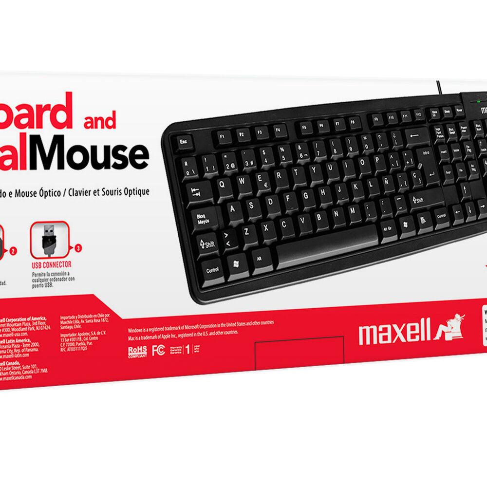 Combo Maxell Teclado Multifuncional Y Mouse Óptico Wrkbc-10 image number 3.0