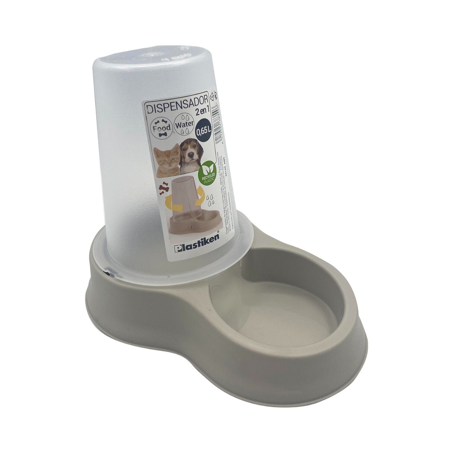 Dispensador Mascota Agua Y Comida 0,65 L Beige Plastiken image number 1.0