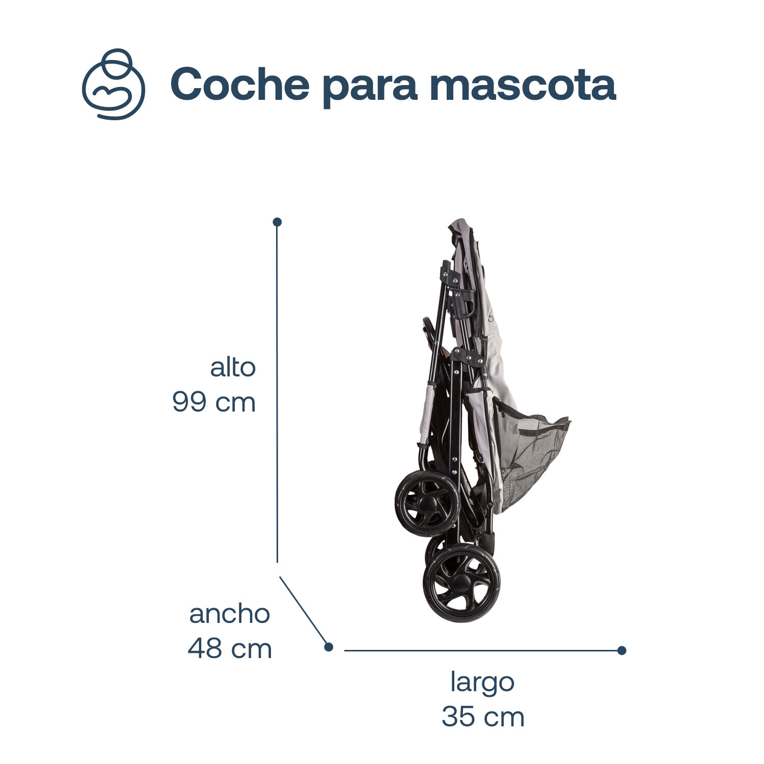 Coche Mascota Plegable Pro Perro Gato Gris Beepet Bebesit image number 6.0