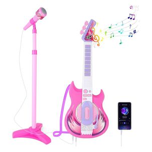 Guitarra De Juguete Con Micr&oacute;fono Luces Y Sonido
