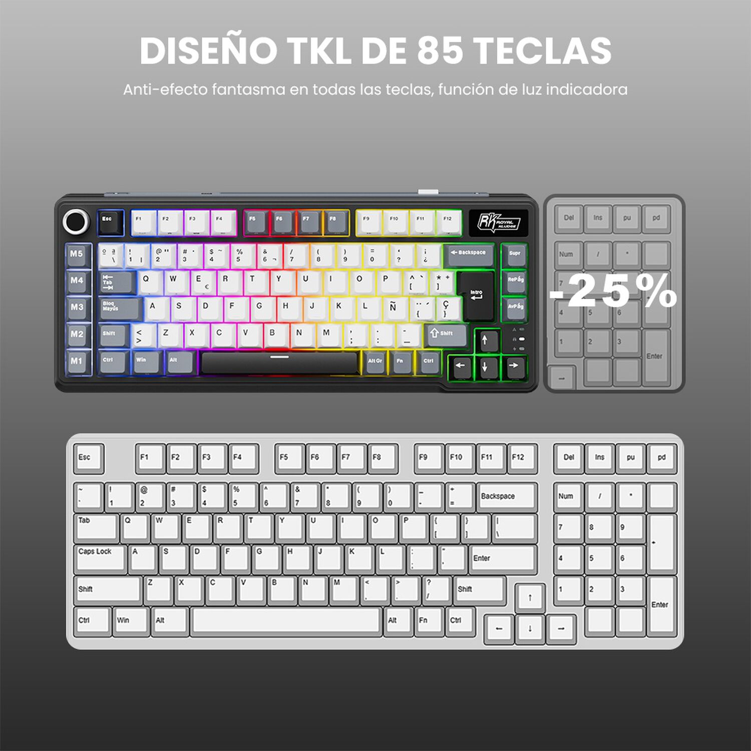 Teclado Mec&aacute;nico Inal&aacute;mbrico Rk L75 75% Con Teclas Macros image number 6.0