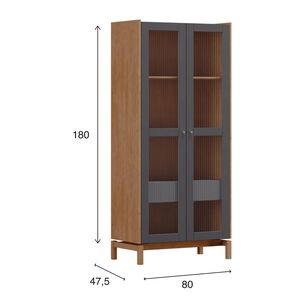 Vitrina Barcelona 2 Puertas + 1 Caj&oacute;n Grafito-roble