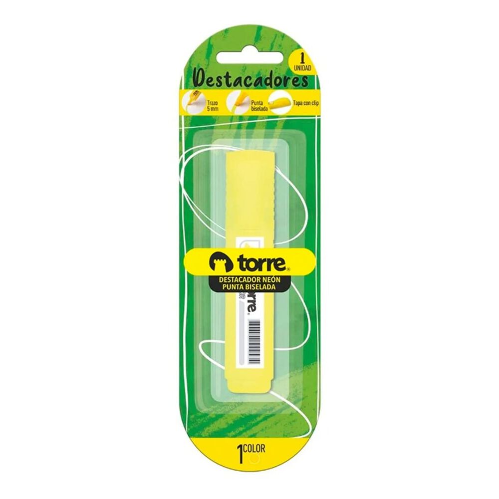 Pack X 4 Destacador Punta Biselada Amarillo Blíster Torre image number 2.0