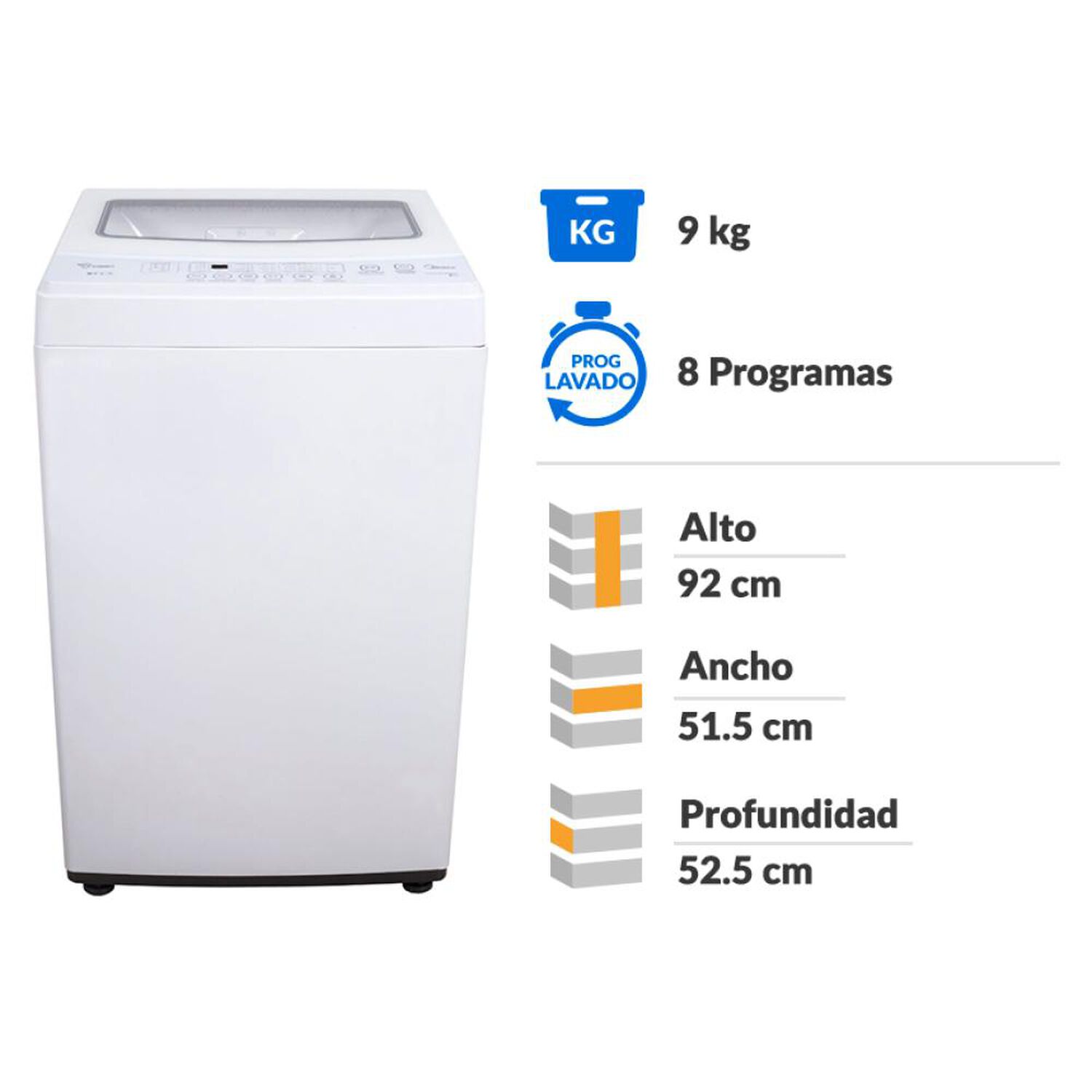 Lavadora Midea MLS-090BE04N / 9 Kg image number 1.0