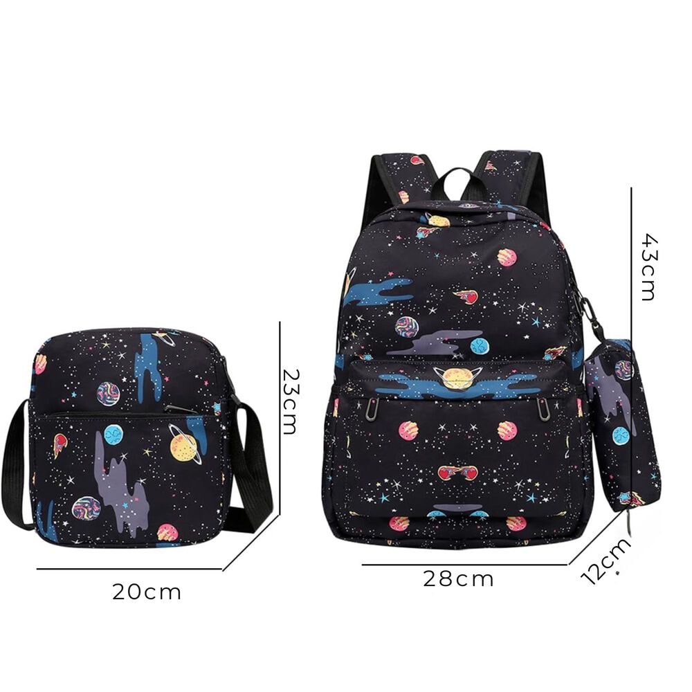 Pack Mochila Lonchera Estuche 43cm Juvenil Y Escolar Planets image number 1.0