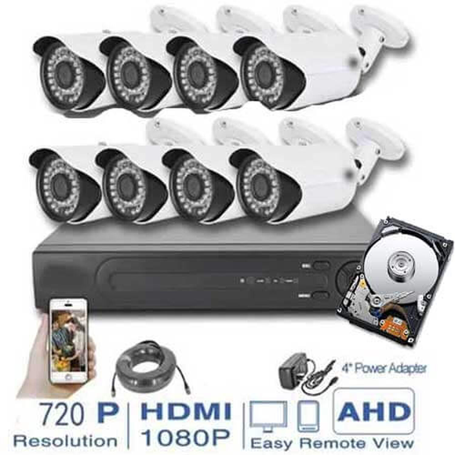 Kit Cctv 8 C&aacute;maras Seguridad + Disco Duro 1 Terabyte Instalado En Dvr Hd 1080p image number 1.0