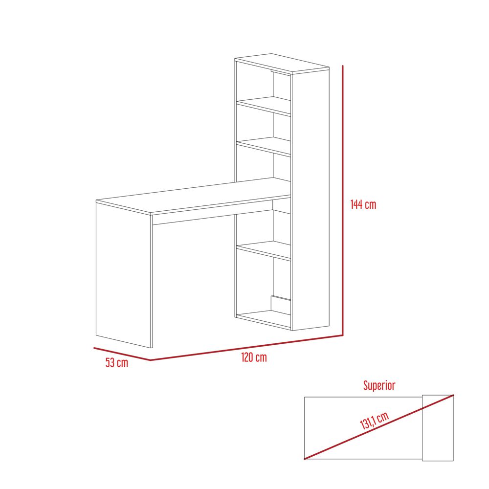 Escritorio Biblioteca 144x120x53 Cm Fm-050b Blanco image number 6.0