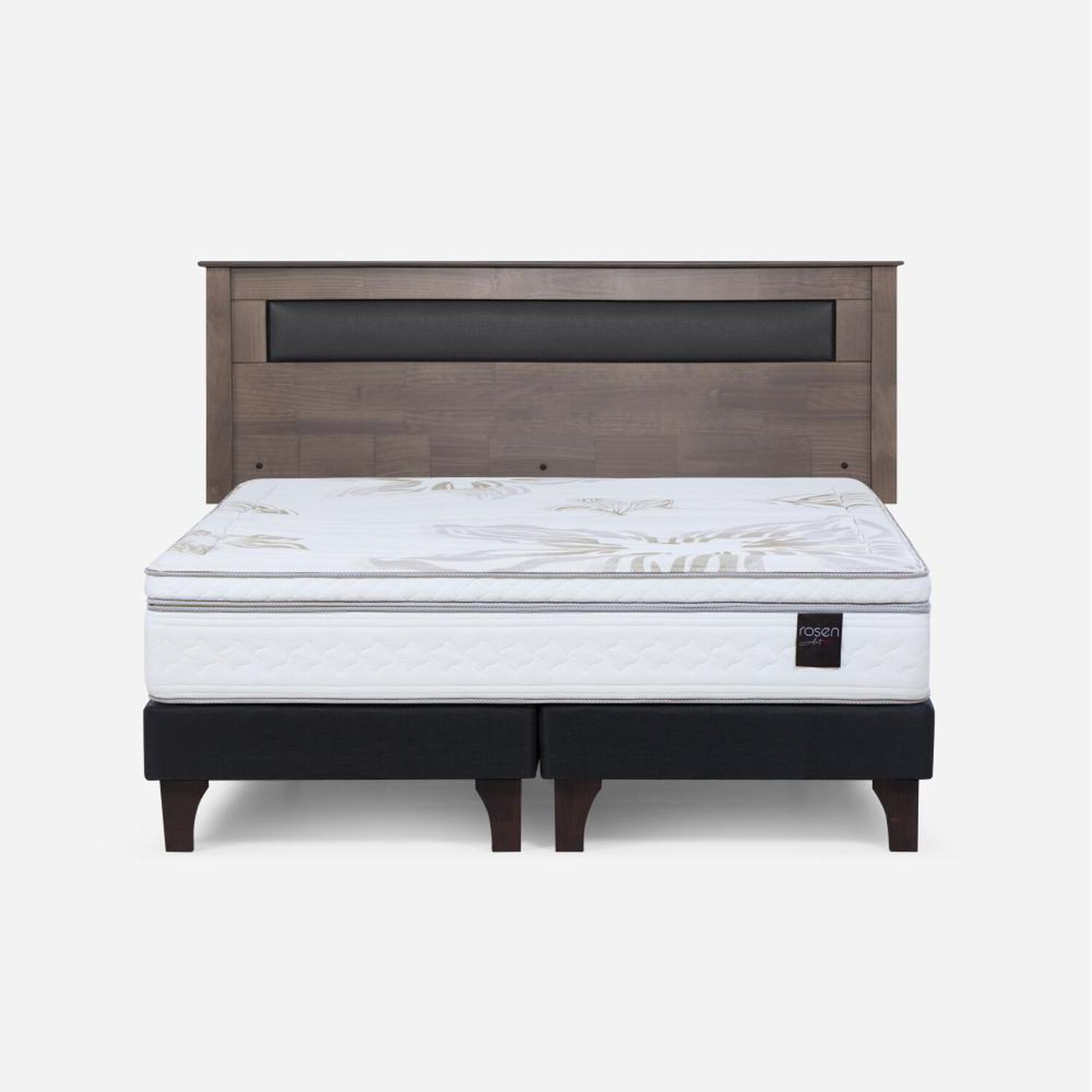 Cama Europea Rosen Art 4 / King / Base Dividida  + Respaldo Ferrara Gris image number 0.0