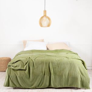 Frazada Coral Embossed 1.5 Plazas Oliva