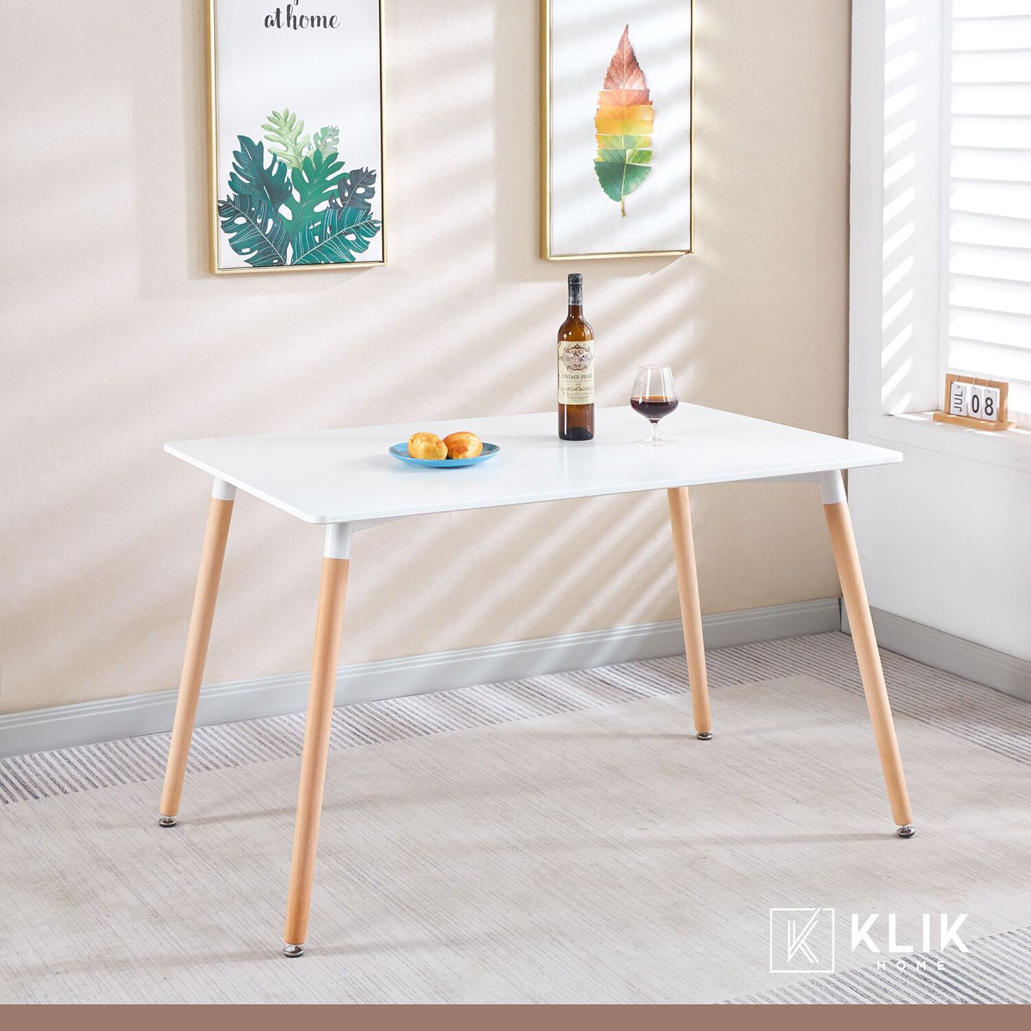 Comedor Rectangular Blanco 120x80cm + 6 Silla Crossback Danubio Blanca image number 7.0
