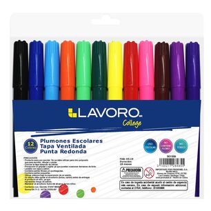 Plumon Escolar Jumbo 12 Colores Lavoro