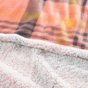 Frazada Polar-sherpa Estampada 2 Plazas Tartan Coral