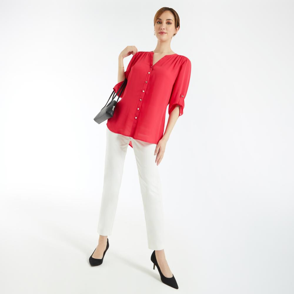 Blusa Regular Manga Larga Roll Up Cuello Maho Mujer Lesage image number 1.0