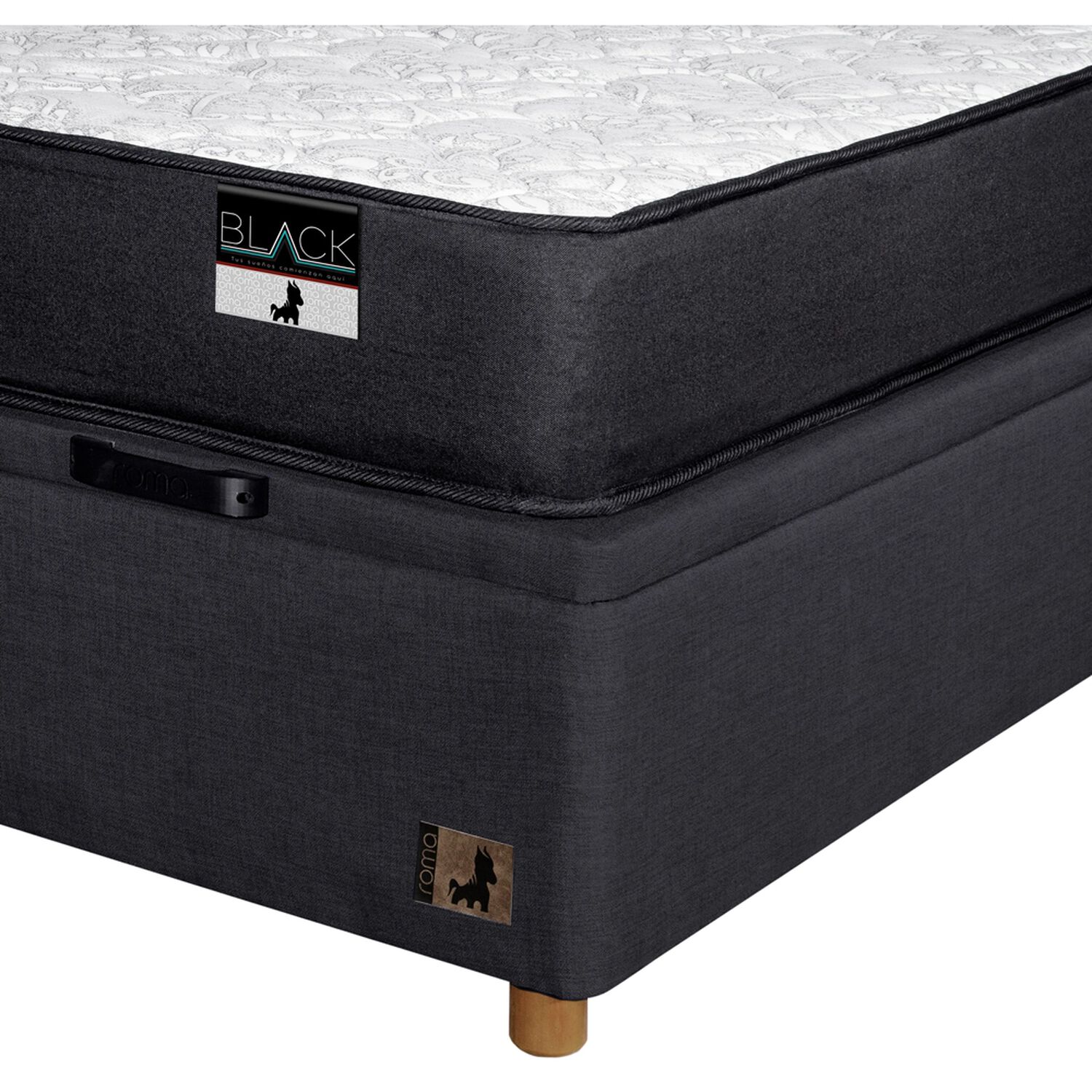 Cama Ba&uacute;l Mons Black / 2 Plazas / Base Dividida image number 5.0