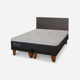 Cama Europea King Hybrid + Respaldo Villarrica Gris