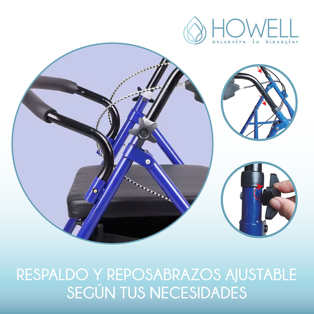 Burrito Ortopedico Andador Howell 4 Ruedas Freno Y Asiento image number 4.0